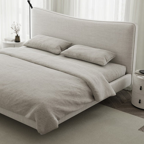 Altresha Linen Fabric Minimalist Floating Bed Frame
